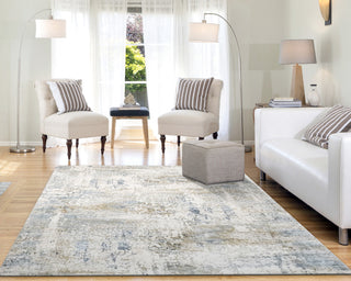 Quartz Ivory and Blue Area Rug, 2.2'x7.7'