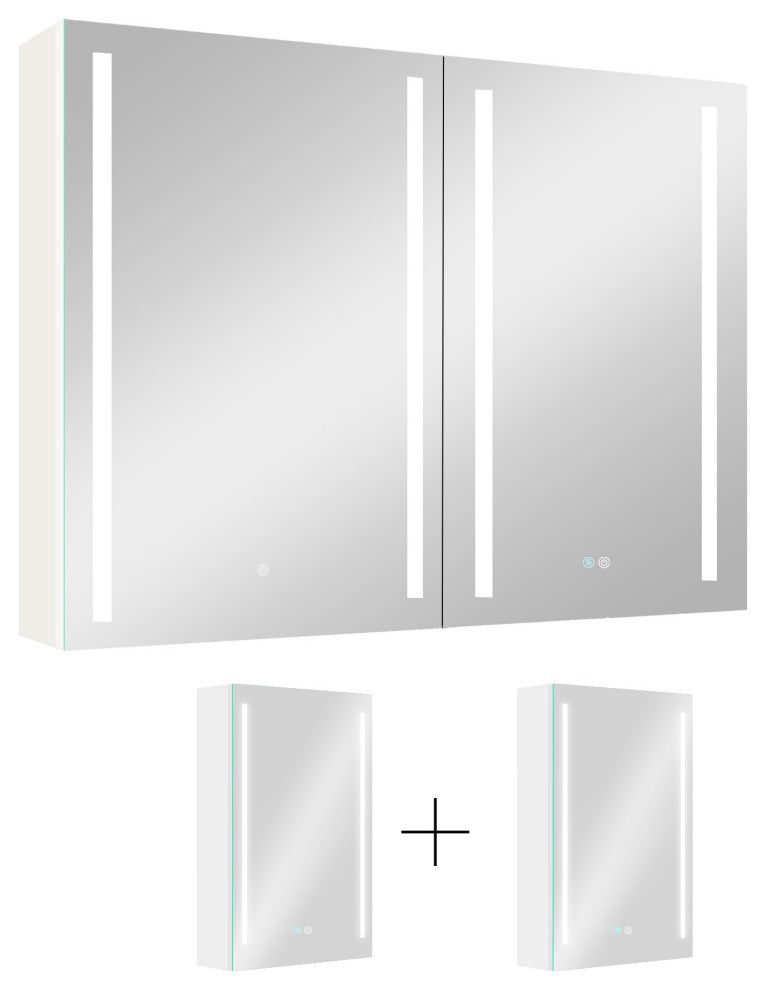 40" Aluminum Surface Mount Medicine Cabinet with Two Doors and Mirror