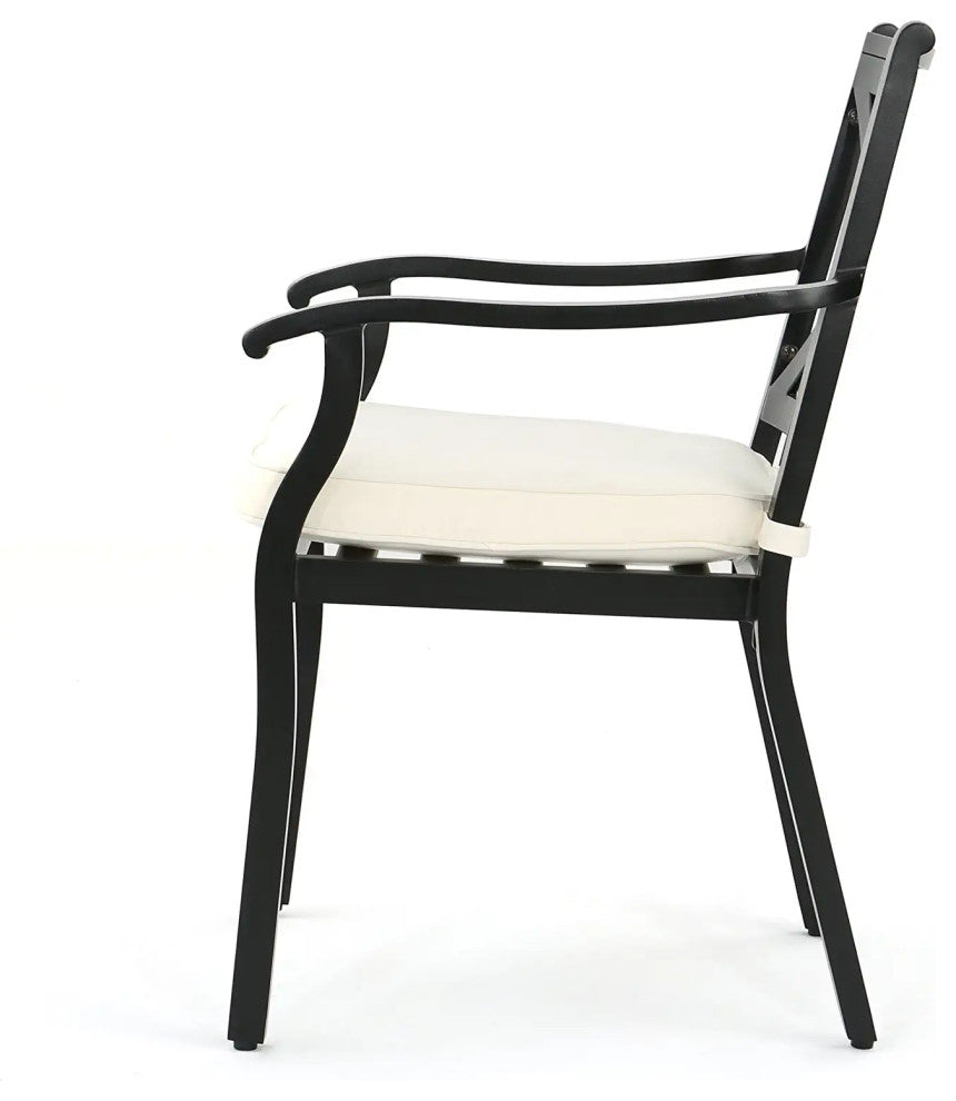 2 Pack Patio Dining Chairs with X-Shaped Back and Water Resistant Cushions