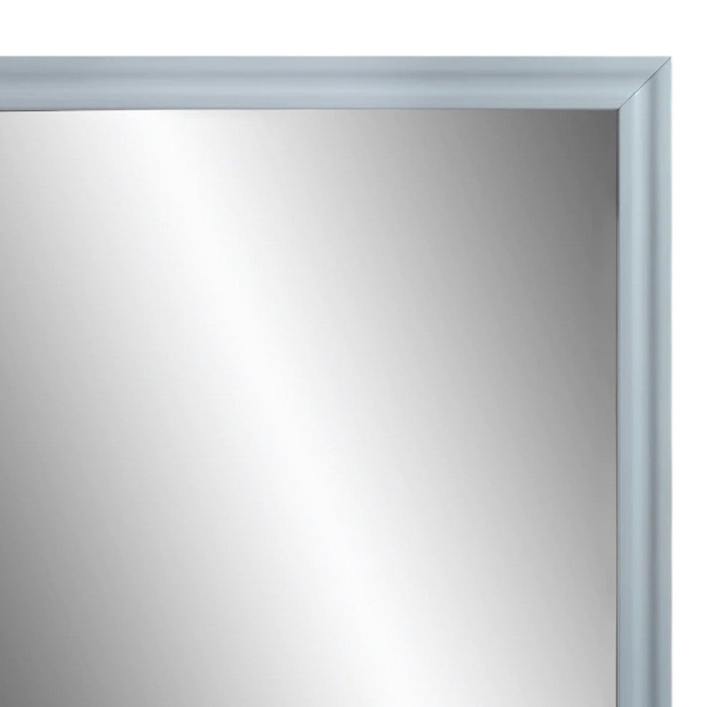 Benzara BM275527 Tyra 39" Wall Mirror, Rectangular Wood Frame, Gray