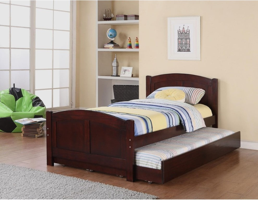 Benzara BM171670 Modern Fashionable Twin Bed With Trundle Cherry  Red