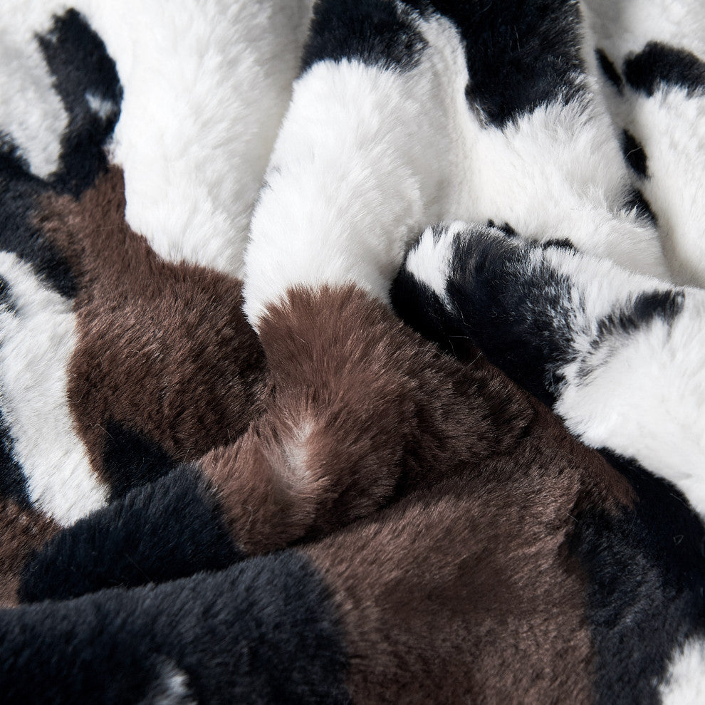 Home Soft Things Animal Pattern FauxFur Bedrest Shell, NO INSERT, Cows Flowers, 20" X 18" X 17"