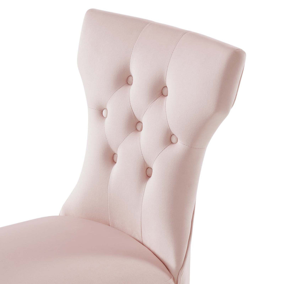Side Dining Chair, Set of 2, Pink, Velvet, Modern, Cafe Bistro Hospitality