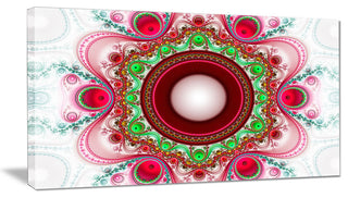Pink Fractal Pattern with Circles, Abstract Canvas Art Print, 40x20
