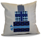 Decorative Holiday Pillow Geometric Print, Navy Blue, 18"x18"