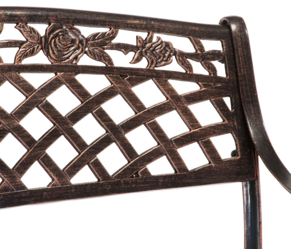 GDF Studio Casablanca Outdoor Copper Cast Aluminum Bench