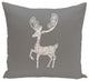 Deer Crossing, Decorative Holiday Animal Print Pillow, Gray, 20"x20"
