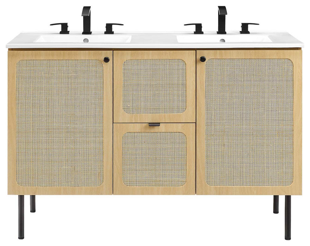 Chaucer 48" Double Sink Bathroom Vanity - Oak White