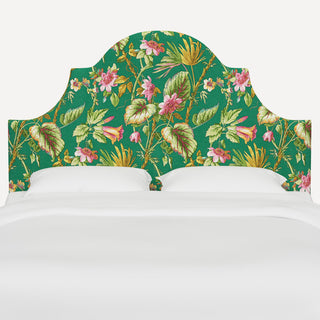 Red from Scalamandre King Geneva Headboard, Tropical Flora Green