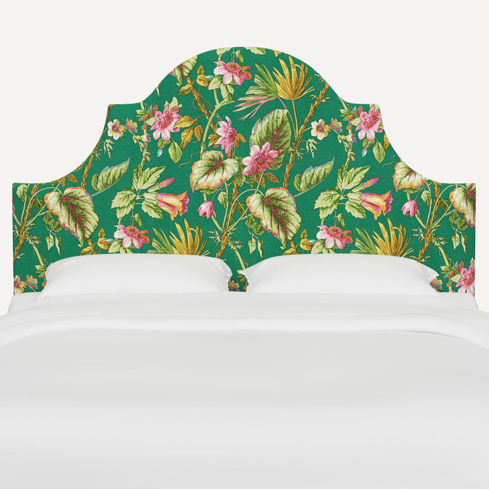 Red from Scalamandre King Geneva Headboard, Tropical Flora Green