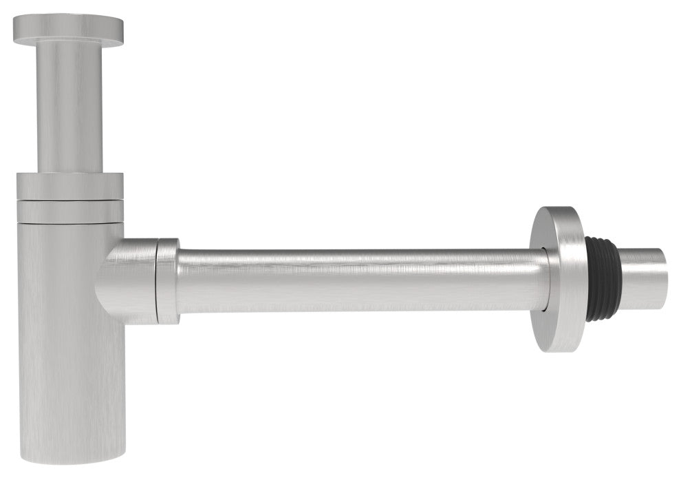 CastelloUSA 1.5" Round Bottle Brass P-Trap, Brushed Nickel