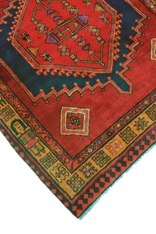 Fine Vintage Distressed Tansu Burgundy/Navy Runner, 3'10x9'10