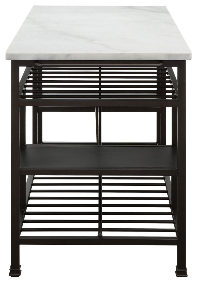 Acme Lanzo Kitchen Island Counter Marble and Gunmetal