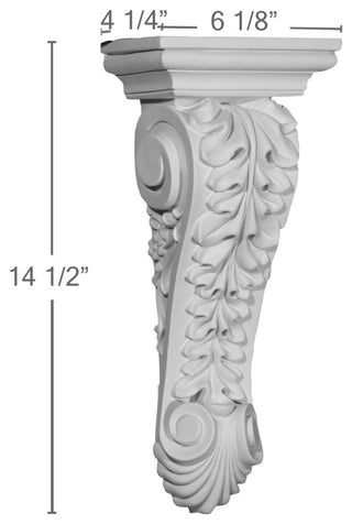 6 1/8"W x 4 1/4"D x 14 1/2"H Jackson Single Leaf Drop Corbel
