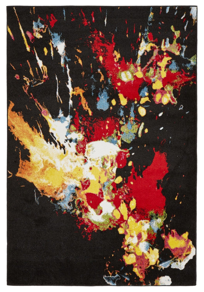 8" x 9" Black Abstract Explosion Area Rug