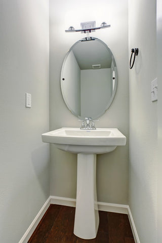 Frameless Oval Tilt Mirror with Beveled Edge, Antique Pewter