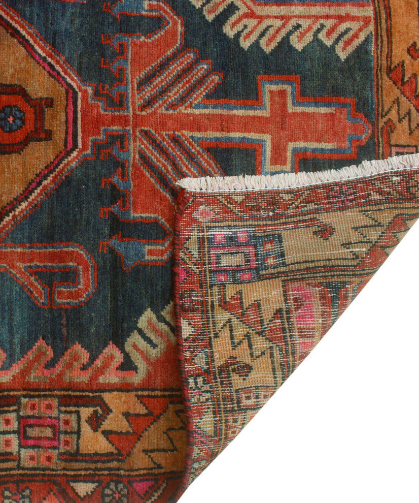Fine Vintage Distressed Bitanig Charcoal/Rust Runner, 3'4x10'4