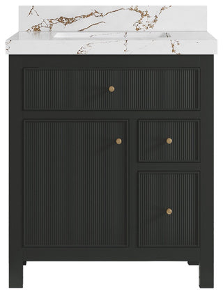 Sonoma 30" Single Sink Bath Vanity in Black Top, 2"  Viola Brown