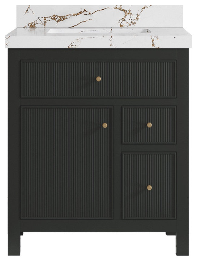 Sonoma 30" Single Sink Bath Vanity in Black Top, 2"  Viola Brown