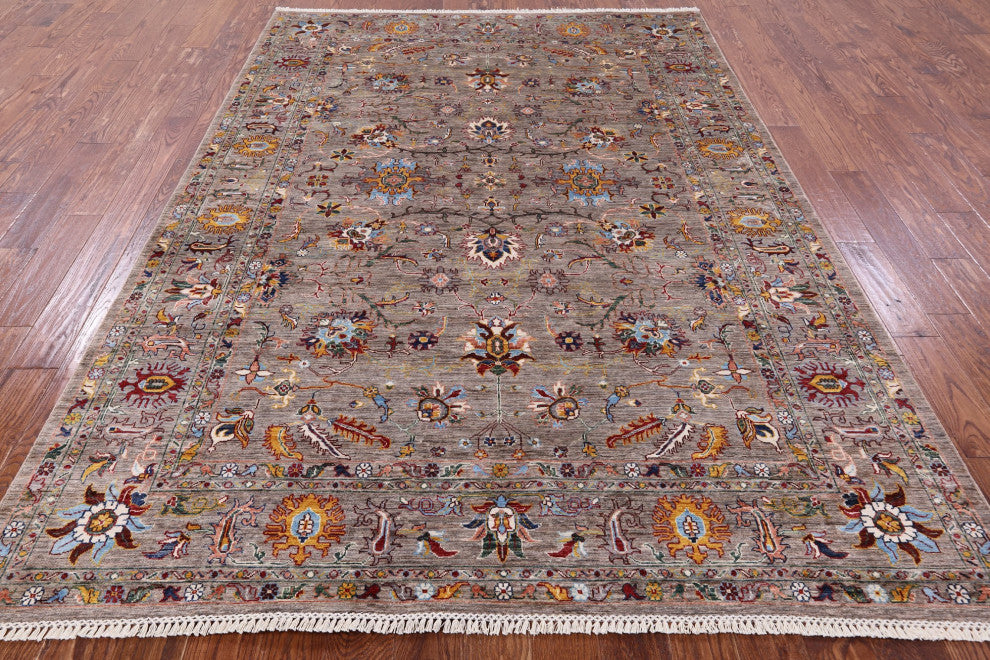 6' 11" X 9' 11" Persian Tabriz Hand-Knotted Wool Rug Q10115