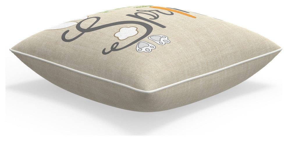 Outdoor/Indoor Easter Hello Spring Natural 18" Throw Pillow