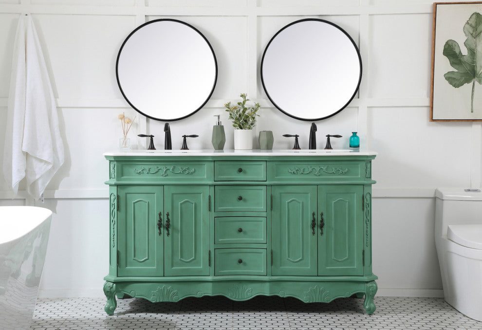72" Double Bathroom Vanity, Teak