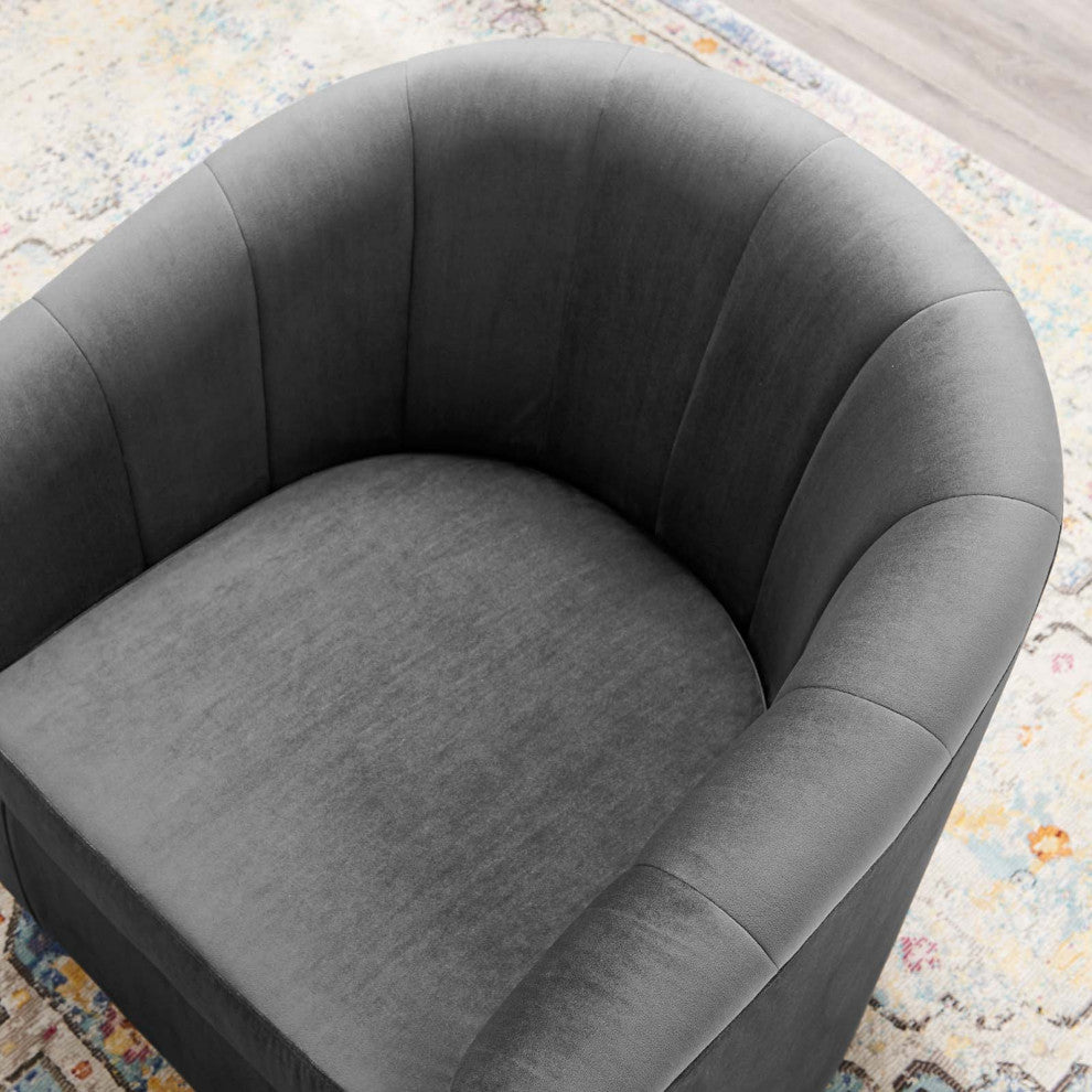Armchair Accent Chair, Velvet, Dark Gray, Modern, Living Lounge Hospitality
