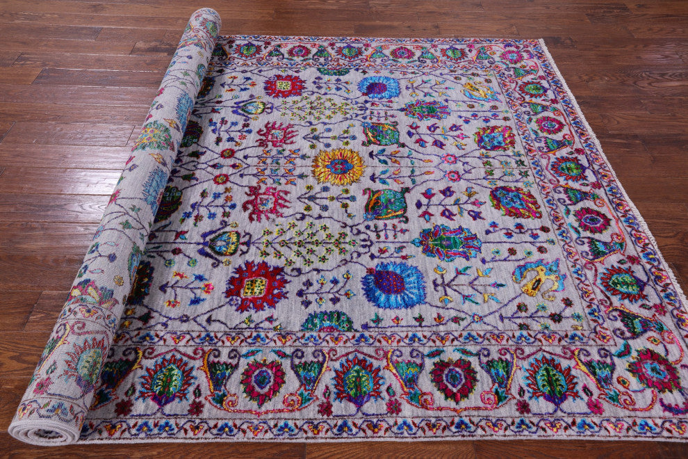 6' 1" X 9' 1" Persian Wool & Silk Hand Knotted Rug - Q13493