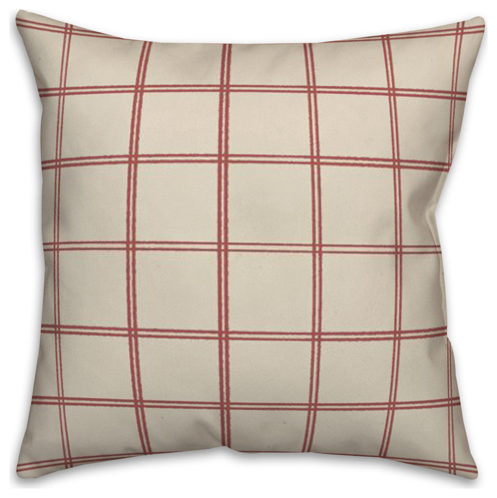 Cream and Red Check 18x18 Spun Poly Pillow