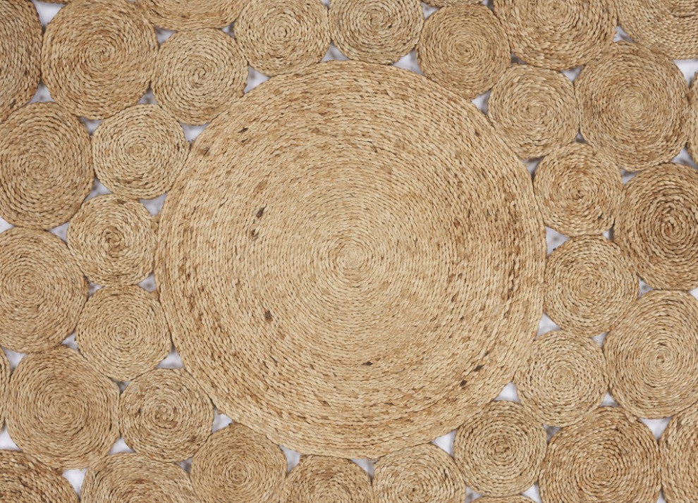 4" Round Natural Tan Orbital Area Rug