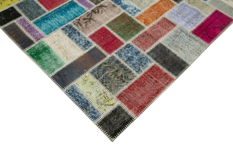 Rug N Carpet - Handwoven Anatolian 5' 8" x 7' 10" Wool Patchwork Area Rug