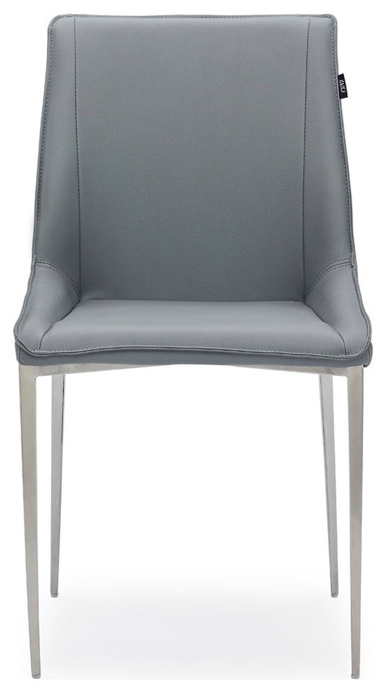 Fiora Gray Leatherette Dining Chair with Brushed Stainless Steel Legs