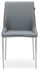 Fiora Gray Leatherette Dining Chair with Brushed Stainless Steel Legs