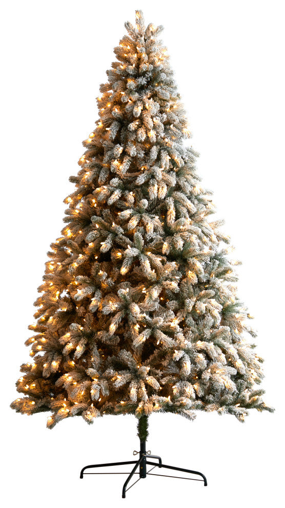 9' Flocked South Carolina Spruce Artificial Christmas Tree With 850 Clear Lights