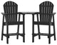 2 Pieces Outdoor Adirondack Chairs with Connecting Tray and Umbrella Hole, Black