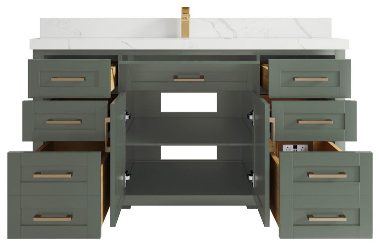 Cambridge 30" Single Sink Bath Vanity in Evergreen 2" Calacatta Black