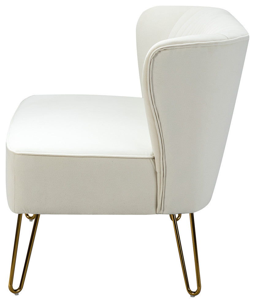 Contemporary Tufted Back  Loveseat, Ivory