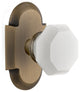 Cottage Plate Passage Waldorf White Milk Glass Knob, Antique Brass