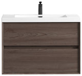 Kingdee Red Oak Wall Mounted Vanity With Reinforced Acrylic Sink, 36''