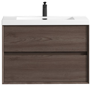 Kingdee Red Oak Wall Mounted Vanity With Reinforced Acrylic Sink, 36''