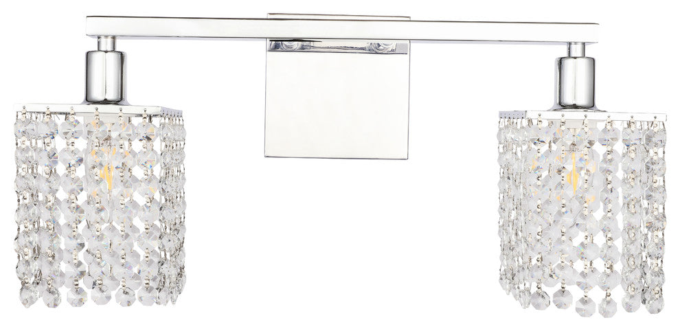 Chrome Finish And Clear Crystals 2-Light Wall Sconce