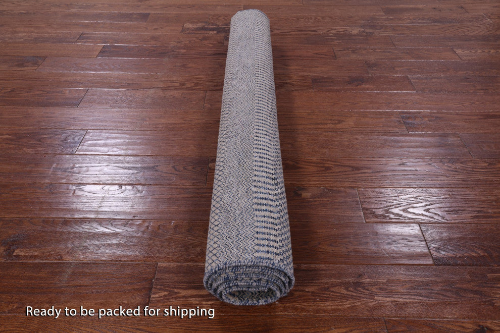 4' 2" X 6' 3" Savannah Grass Wool and Silk Hand Knotted Rug Q11991
