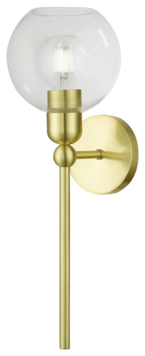 Downtown 1 Light Satin Brass Sphere Single Sconce
