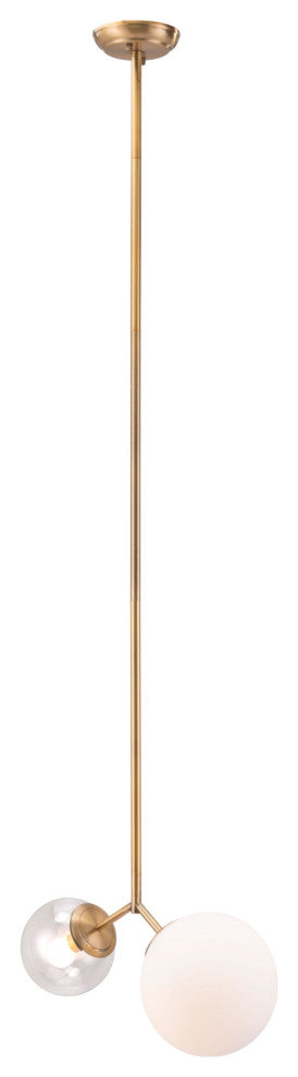 Pendant Ceiling Light Fixture, Glass, Steel Metal, Brass, Gold, White, Clear