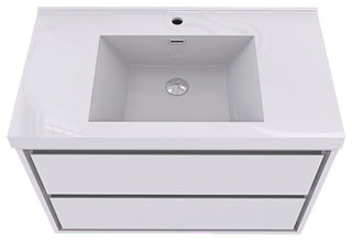 MOM Wall Mounted Vanity, Glossy White, 36", Single Sink, Wall Mount