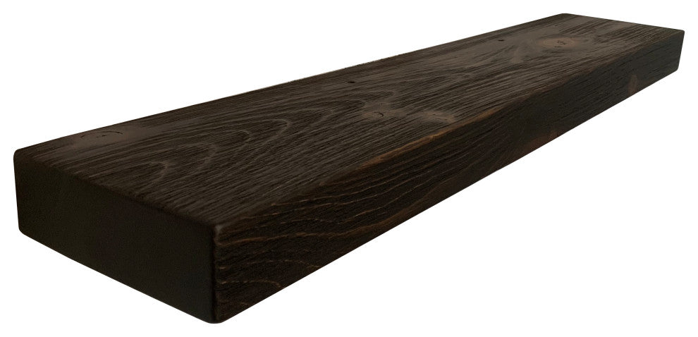 Rustic, Floating Shelf, 2" Thick x 8" Deep, with Mounting, Mocha, 72"