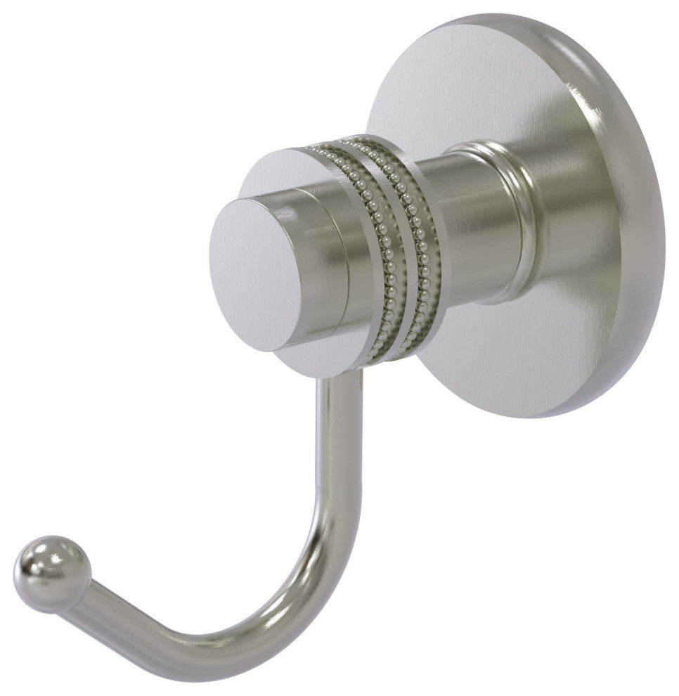 Mercury Robe Hook with Dotted Accents, Satin Nickel