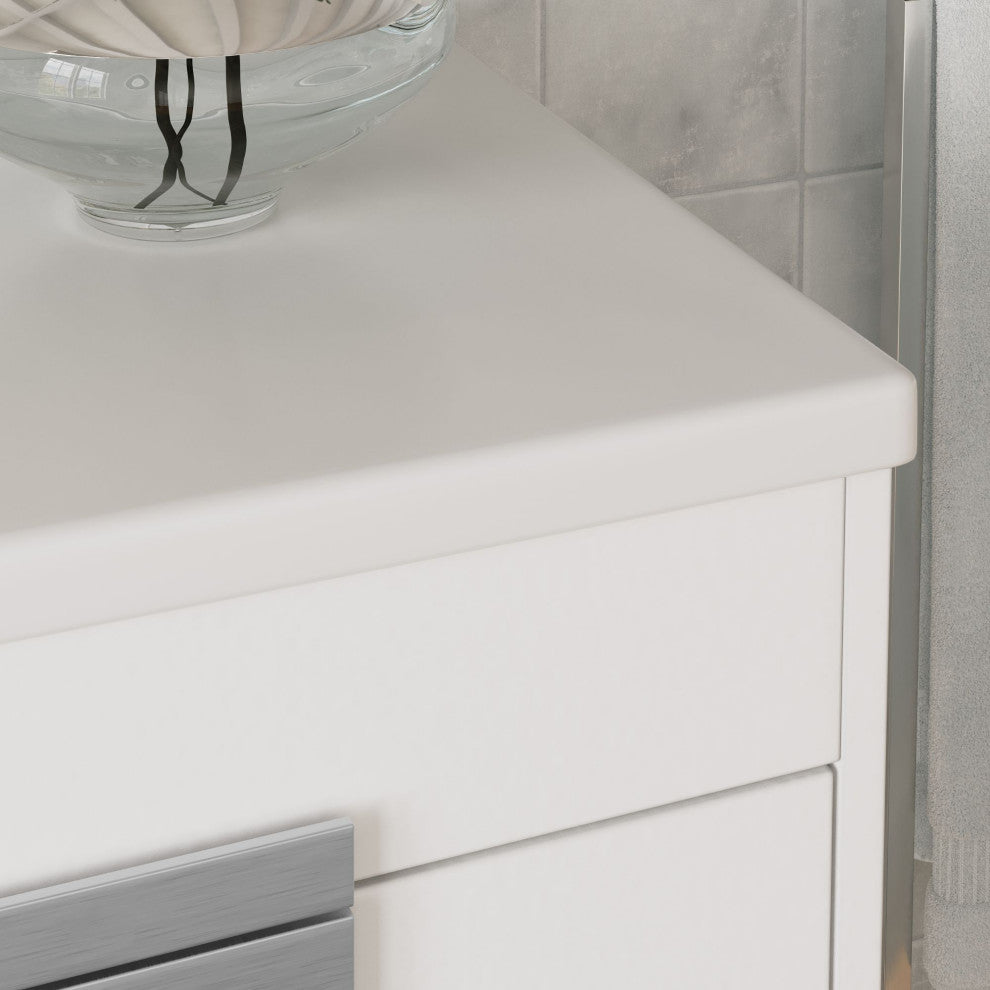 Lockhart Bath Vanity, White, 48", Polished Chrome Hardware, Single Sink, Freestanding