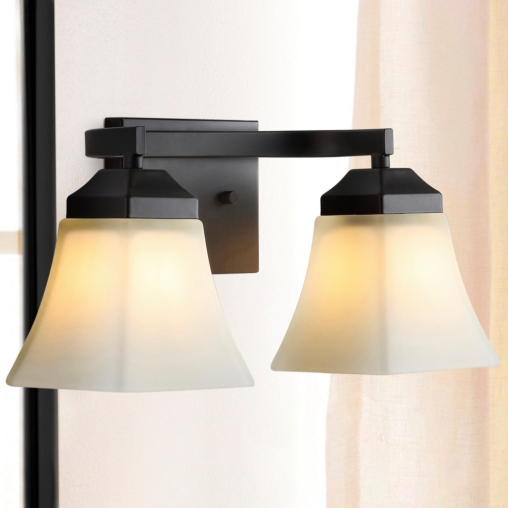 Staunton 1-Light Iron/Glass Modern LED Vanity Light, Oil Rubbed Bronze, 2-Light