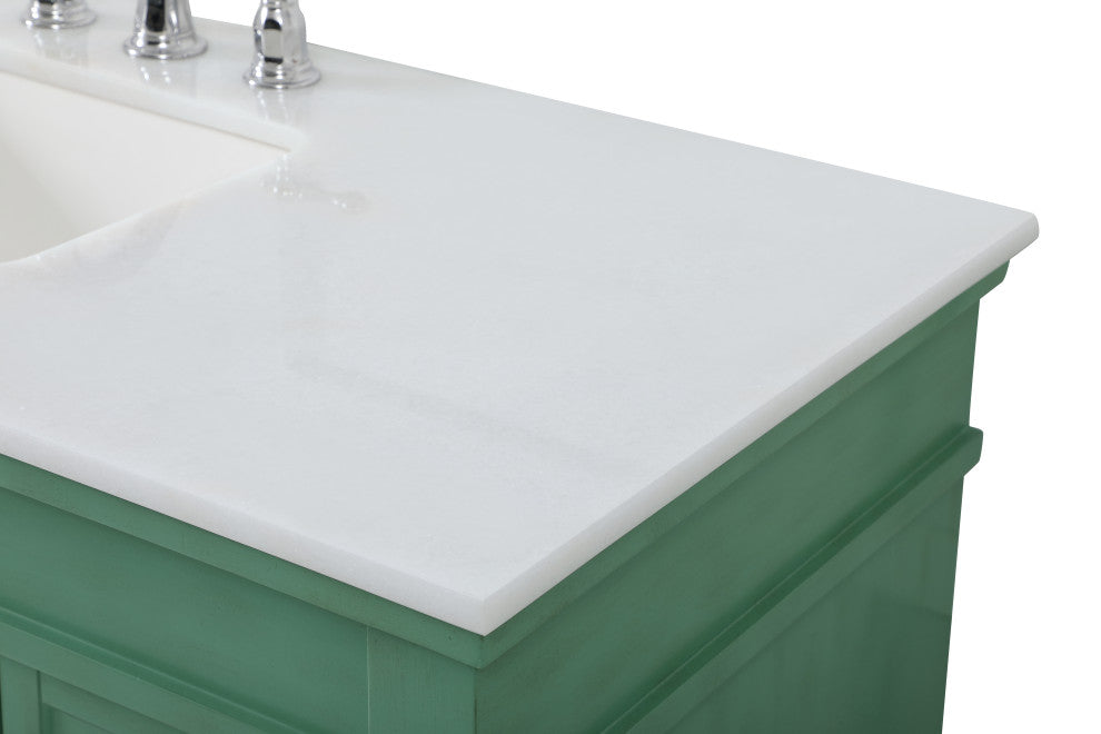 48" Single Bathroom Vanity, Vintage Mint With Ivory White Engineered Marble